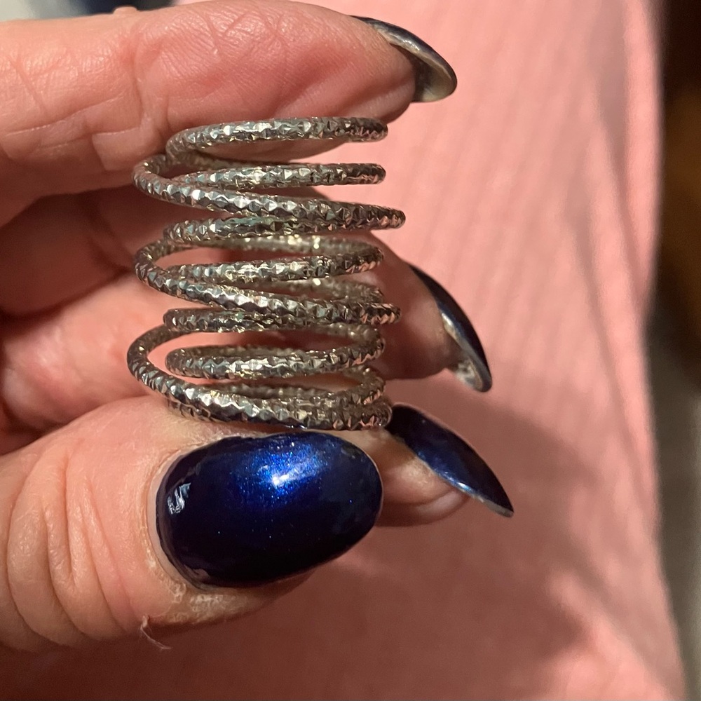 Massive Silvertone vintage wrap, snake gladiator hammered ring